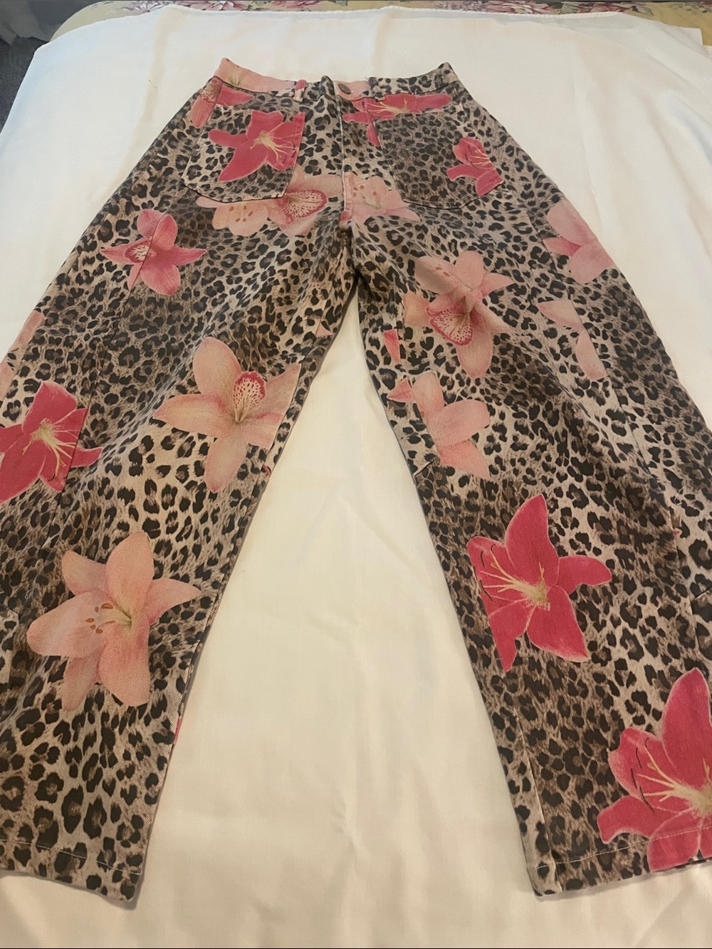 Floral Leopard-Print Ankle Jeans - Pink Floral